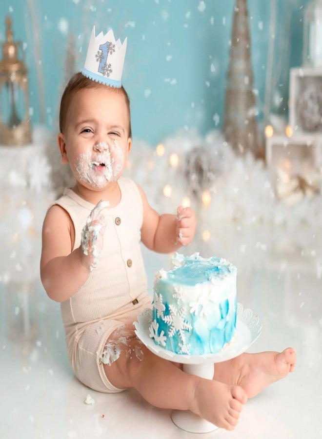 HGFC 1st Snowflake Birthday Hat - Winter Onederland First Birthday Hat For Boy,Modern Snowflake First Crown,Photo Props (Blue) - Image 4